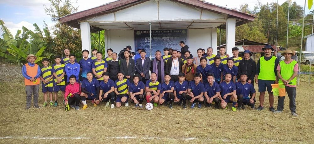 Players with the guest and officials at Kezoma Village Students’ Union 55th Sports Meet on December 28. (Morung Photo)